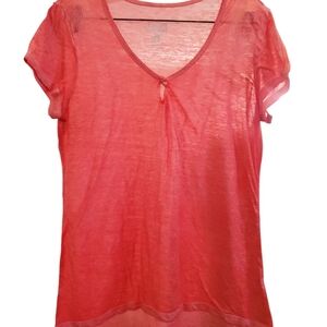Almost Famous Coral Sheer Top